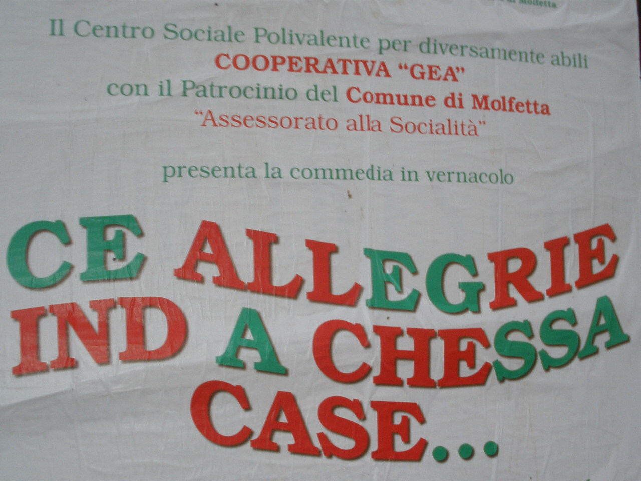 Molfetta:  “Cè Allegrìe indà chessà càse..”